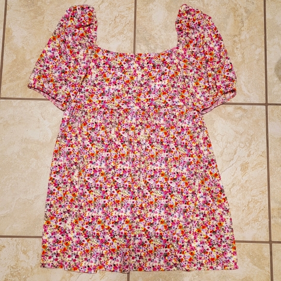Primark NWT Floral Boho Balloon Sleeve Mini Dress Women's Size XL - Picture 2 of 16